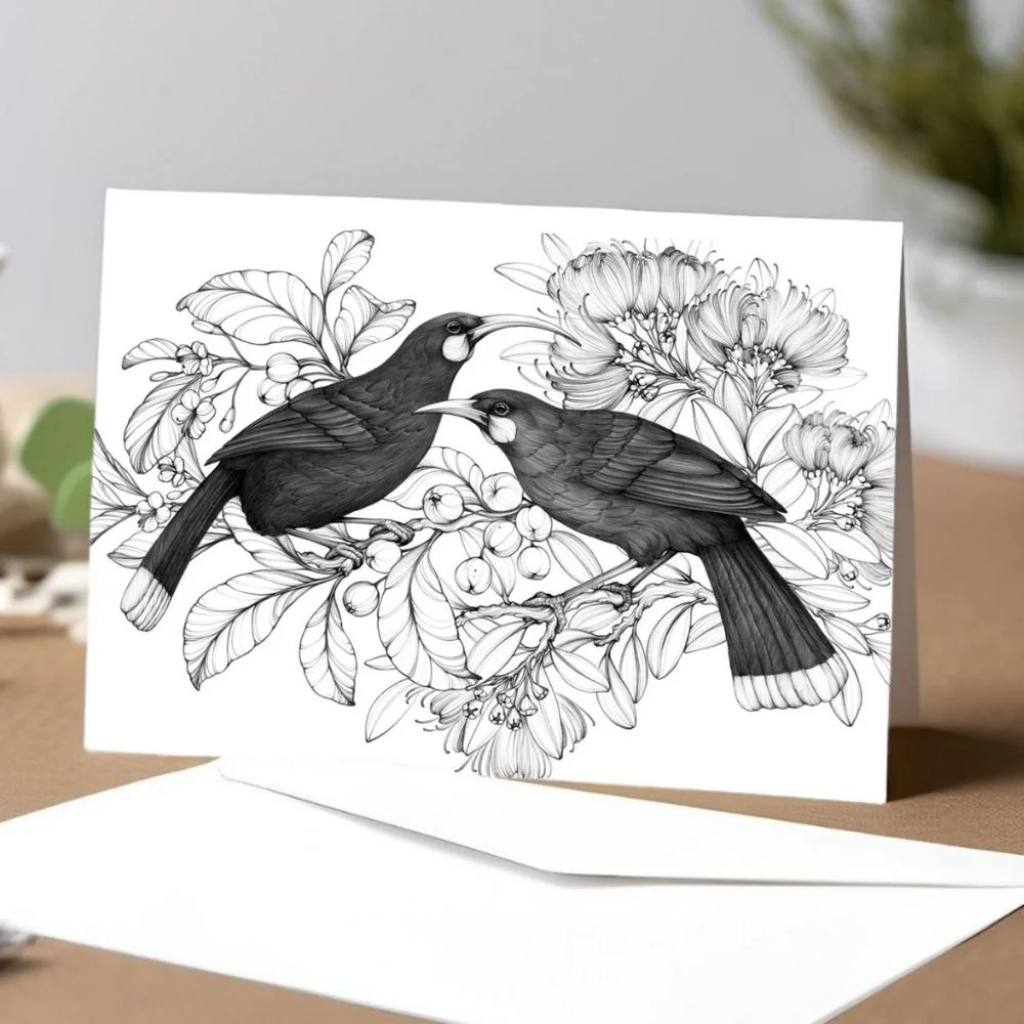Katy Hayward | Cards - Our Sacred Huia - Huia - Cove. Beach Essentials