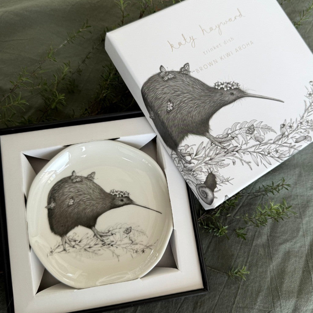 Katy Hayward | Trinket Dish - Walking with Aroha - Brown Kiwi - Cove. Beach Essentials