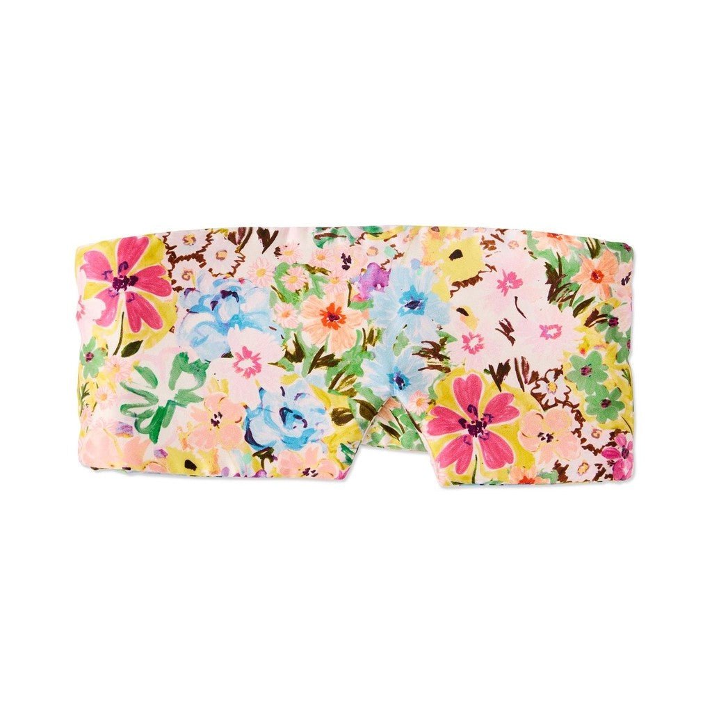 Kip & Co Alfresco block out silk eye mask in bright multicolour floral
