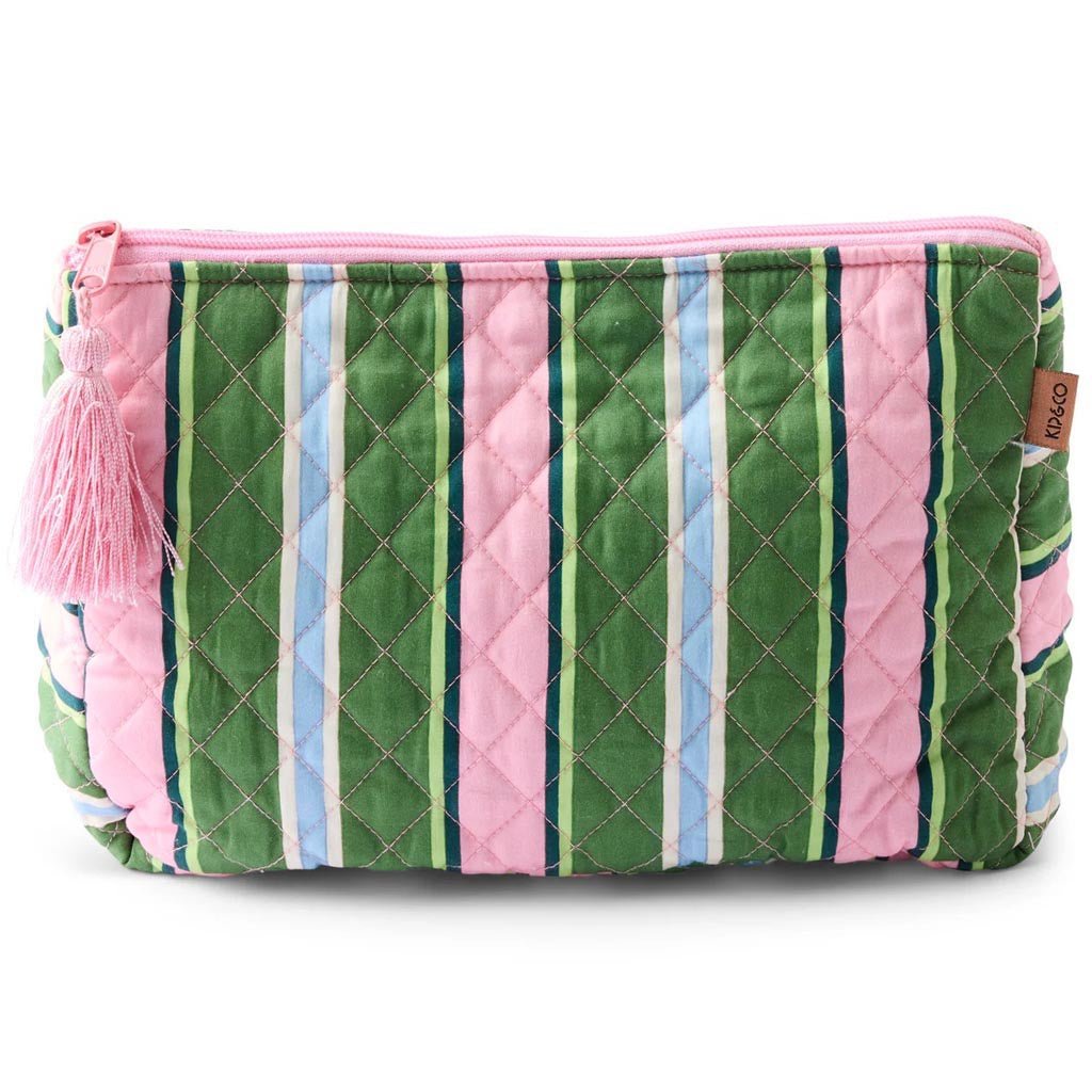 Kip & Co | Cactus Stripe Quilted Toiletry Purse - Cove. Beach Essentials