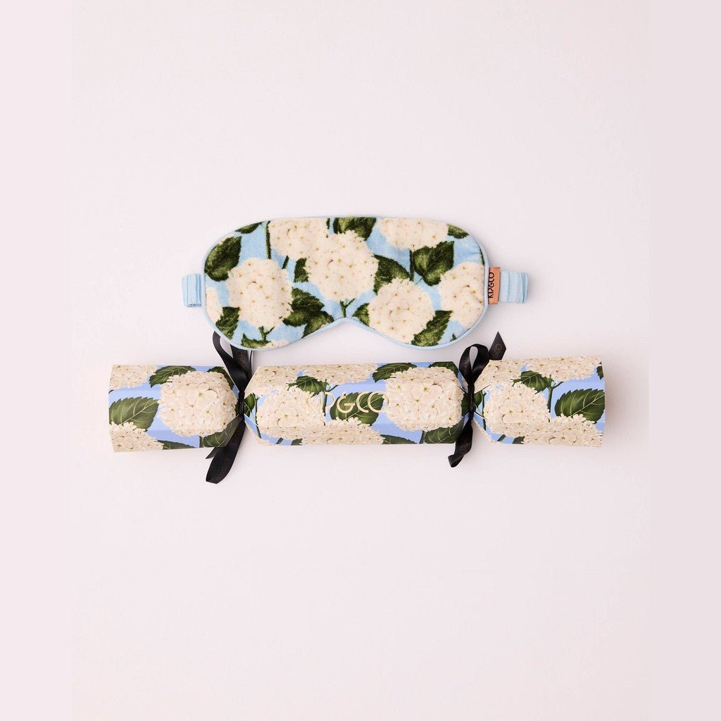 Cream floral velvet eye mask with its bon bon