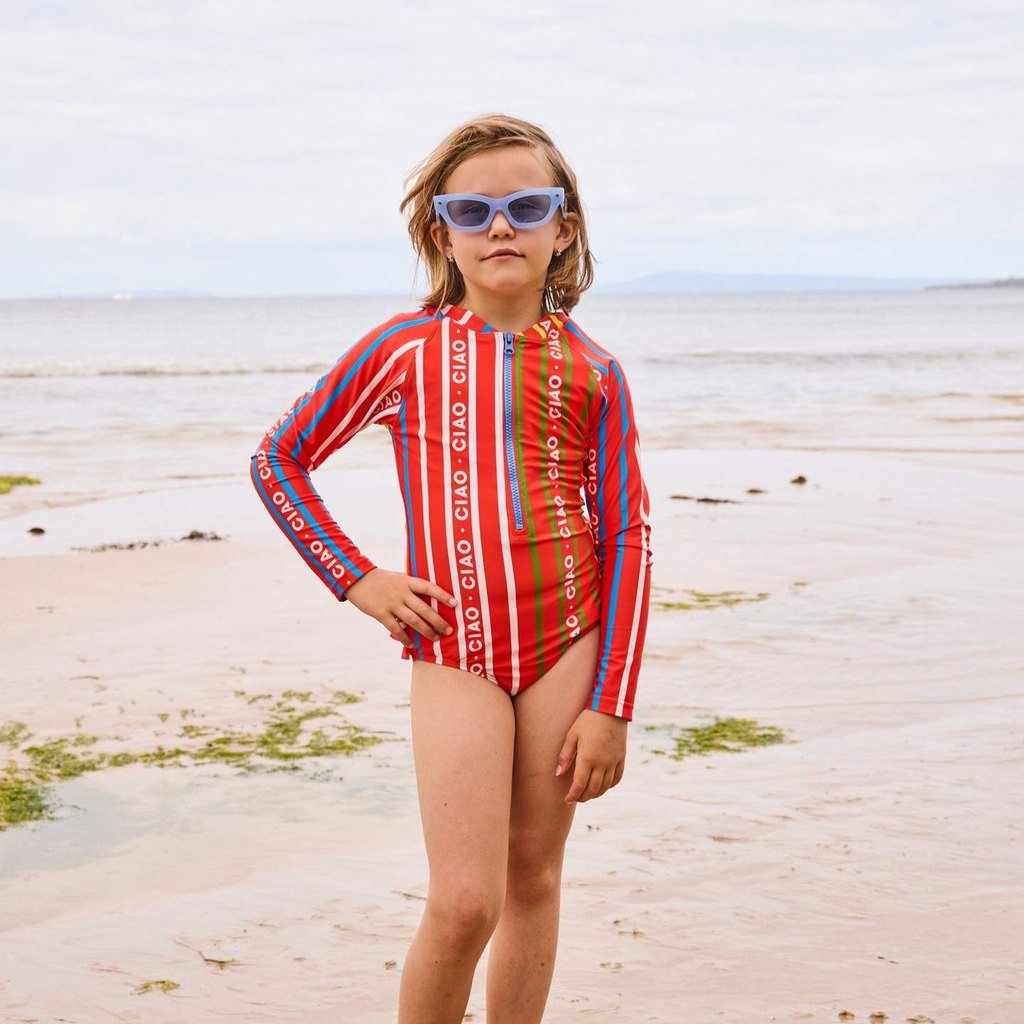 Kip & Co | Ciao Stripe Long Sleeve Bathers - Cove. Beach Essentials