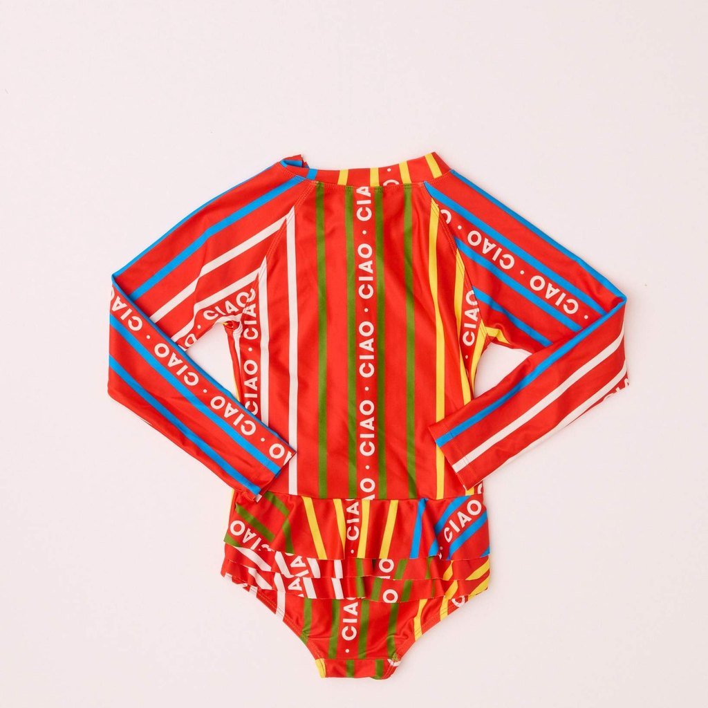 Kip & Co | Ciao Stripe Long Sleeve Bathers - Cove. Beach Essentials