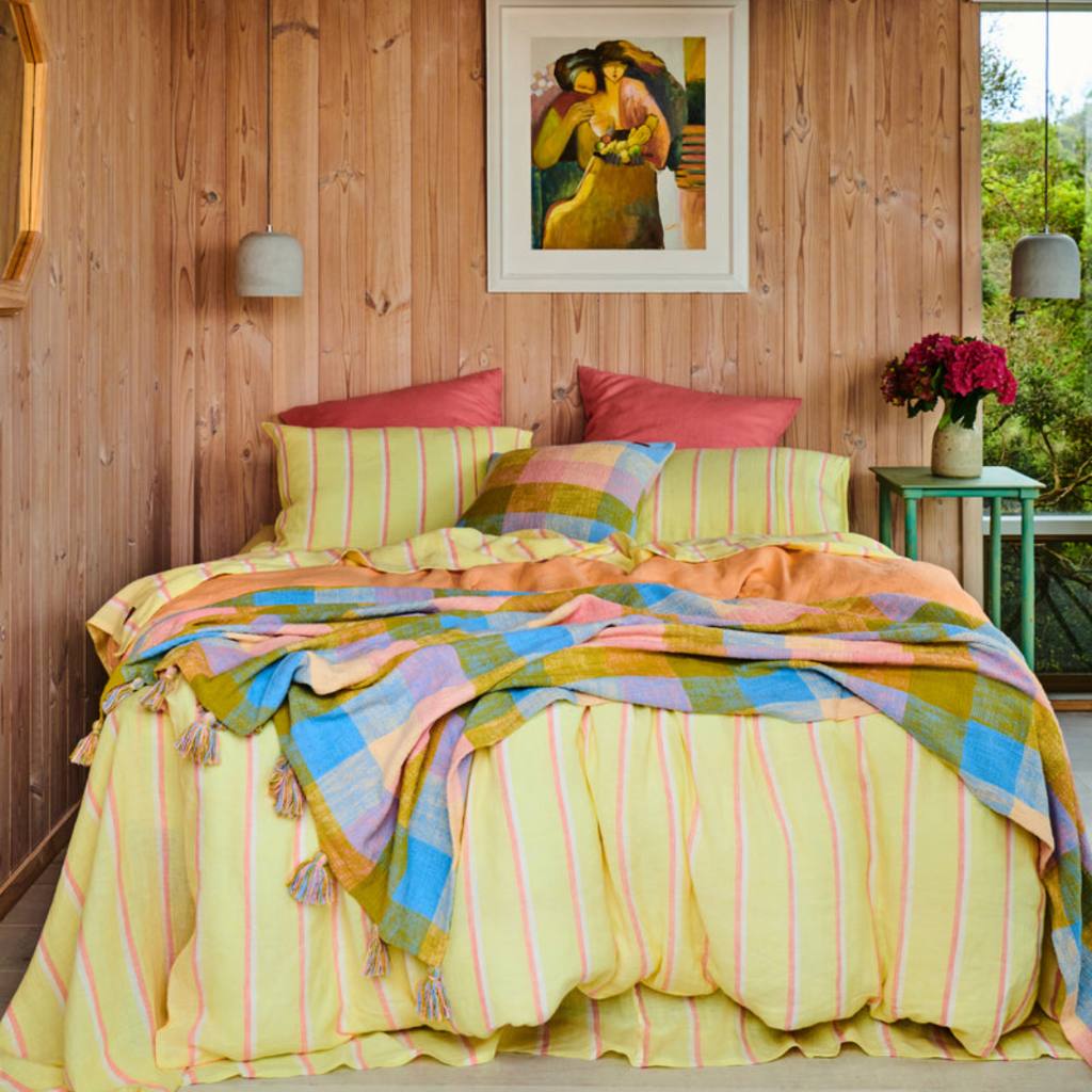 Kip & Co | Corfu Tartan Woven Throw - Cove. Beach Essentials