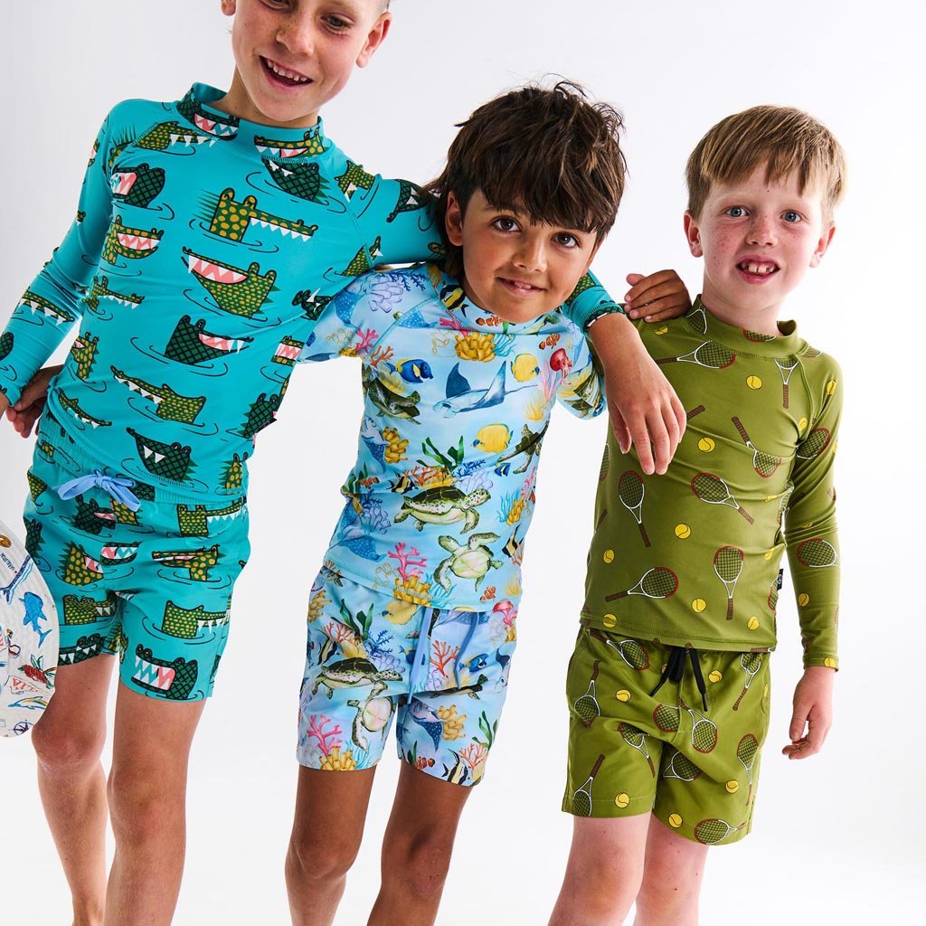 Kip & Co | Crocodile Rock Green Boardies - Cove. Beach Essentials