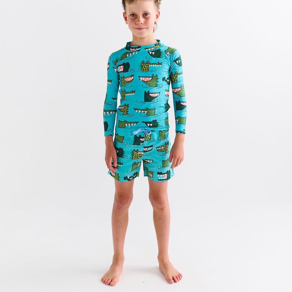 Kip & Co | Crocodile Rock Green Boardies - Cove. Beach Essentials