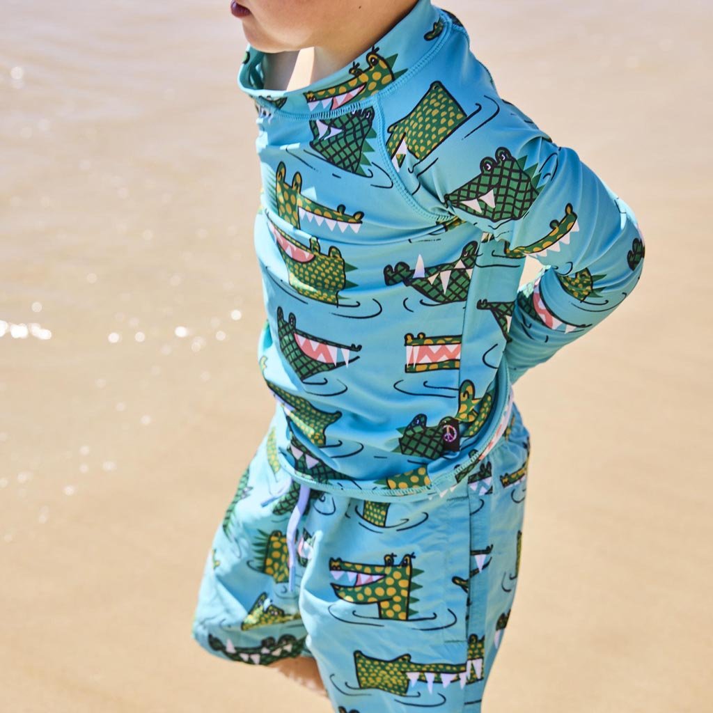 Kip & Co | Crocodile Rock Green Rash Vest - Cove. Beach Essentials