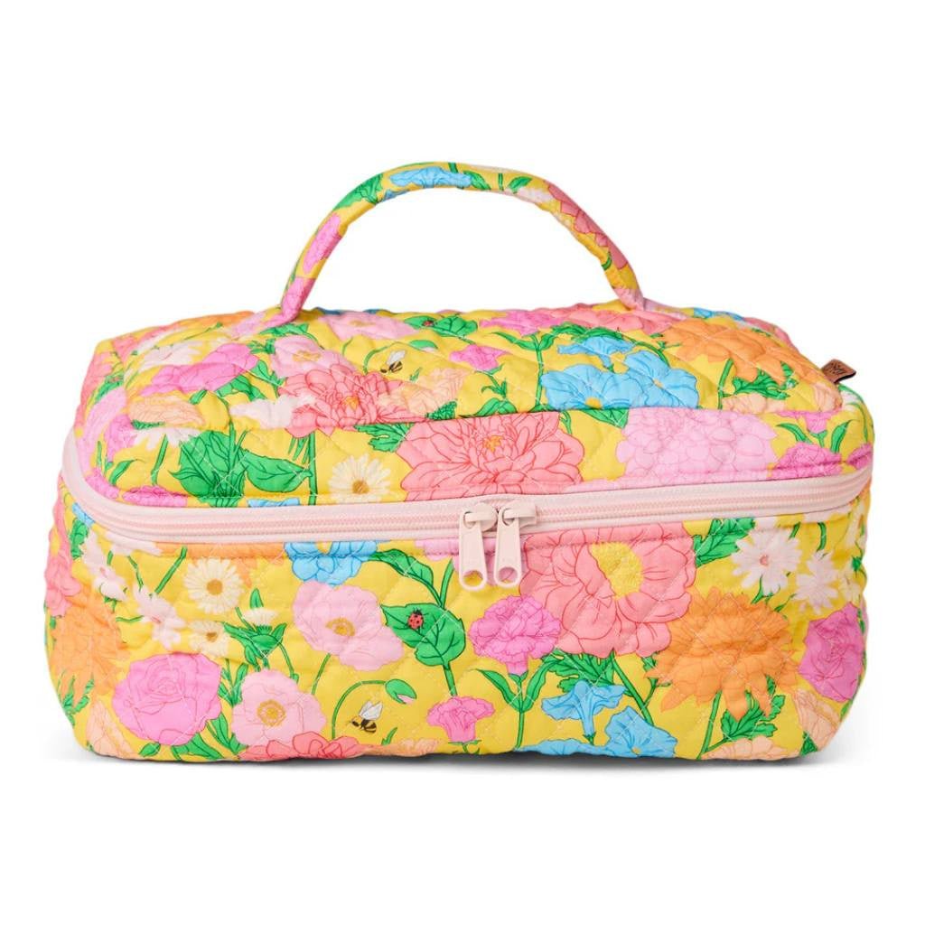 Kip & Co | Follow The Sun Yellow Quilted Cotton Toiletry Case - Cove. Beach Essentials