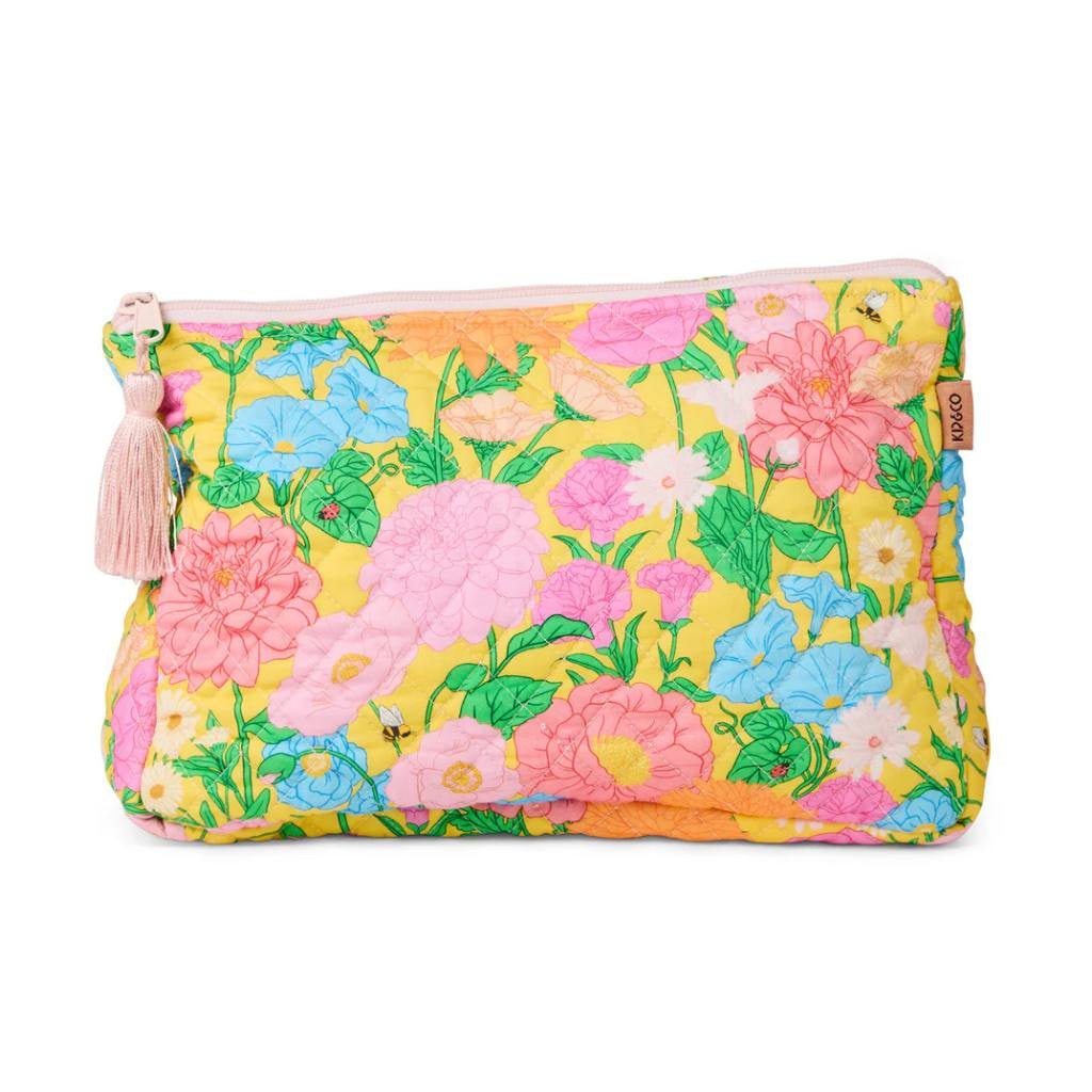 Kip &amp; Co | Follow The Sun Yellow Quilted Cotton Toiletry Purse - Cove. Beach Essentials