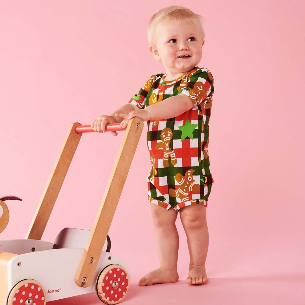 Kip & Co Gingerbread Organic Short Sleeve Romper - Cove. Beach Essentials