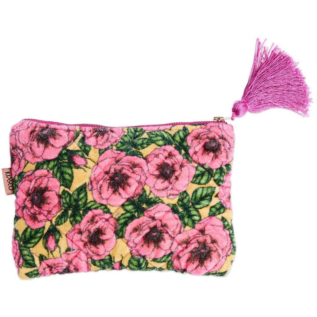 Kip & Co | Golden Peony Velvet Cosmetics Purse - Cove. Beach Essentials