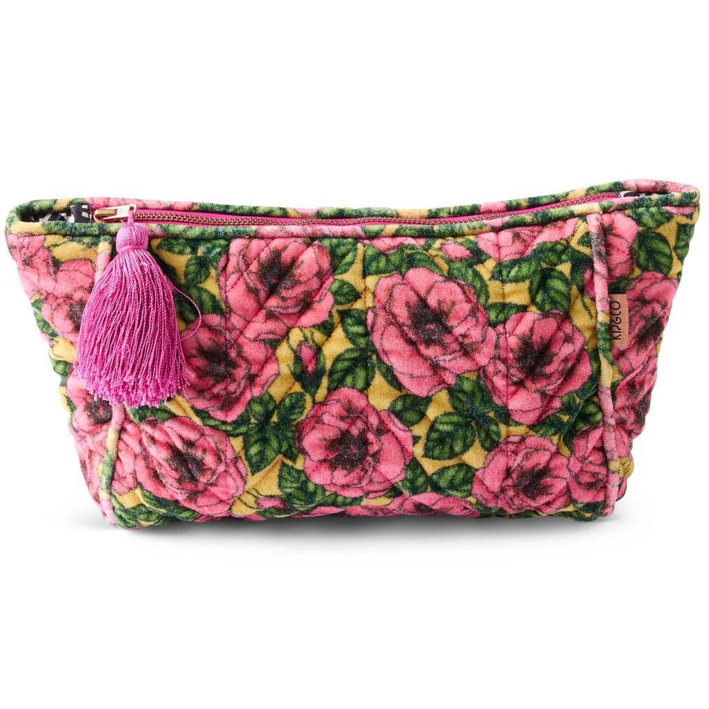 Kip & Co | Golden Peony Velvet Toiletry Bag - Cove. Beach Essentials