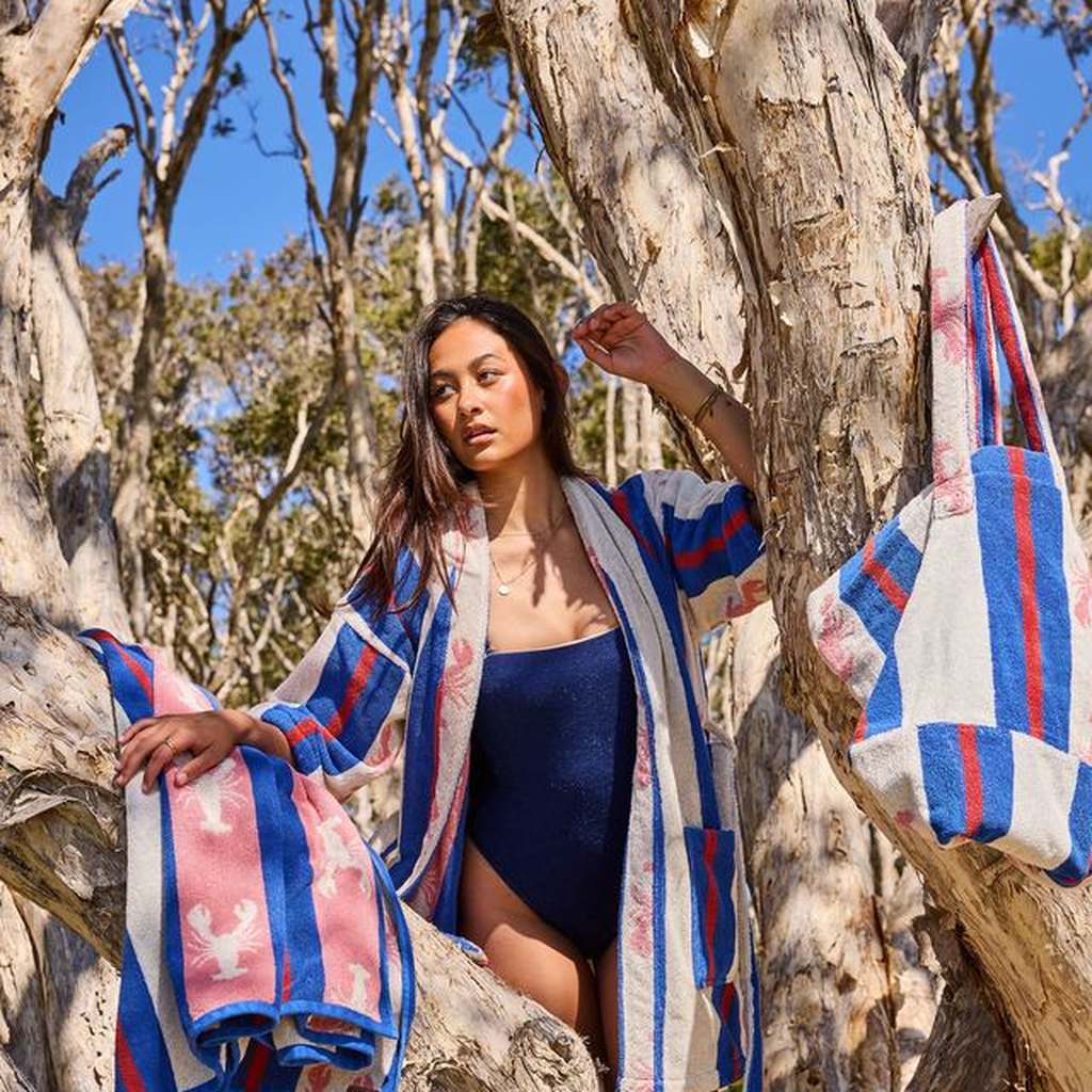 Kip & Co | Lobster Fan Club Terry Mini Bath Robe - Cove. Beach Essentials