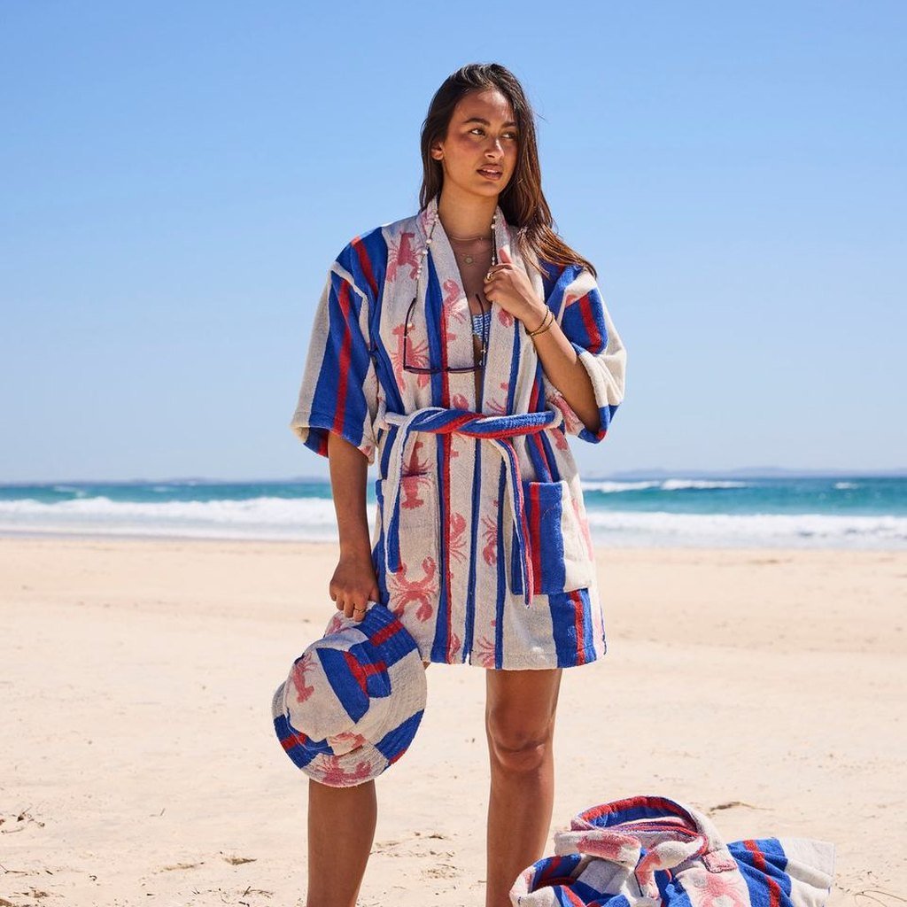 Kip & Co | Lobster Fan Club Terry Oversized Beach Bag - Cove. Beach Essentials