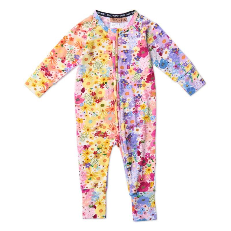 Kip & Co | Posie Lane Organic Long Sleeve Zip Romper - Cove. Beach Essentials