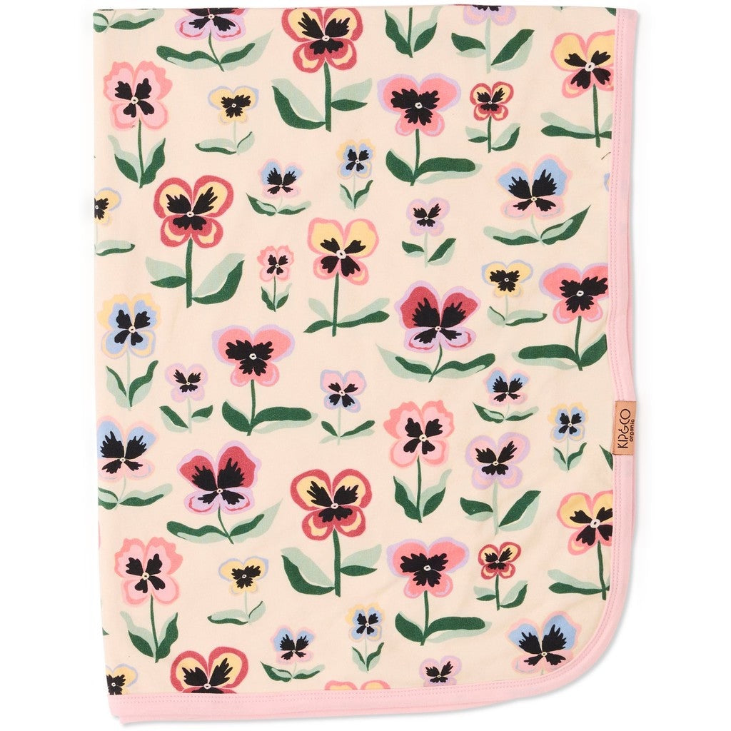 Kip & Co Pretty Pansy Organic Cotton Snuggle Blanket on white