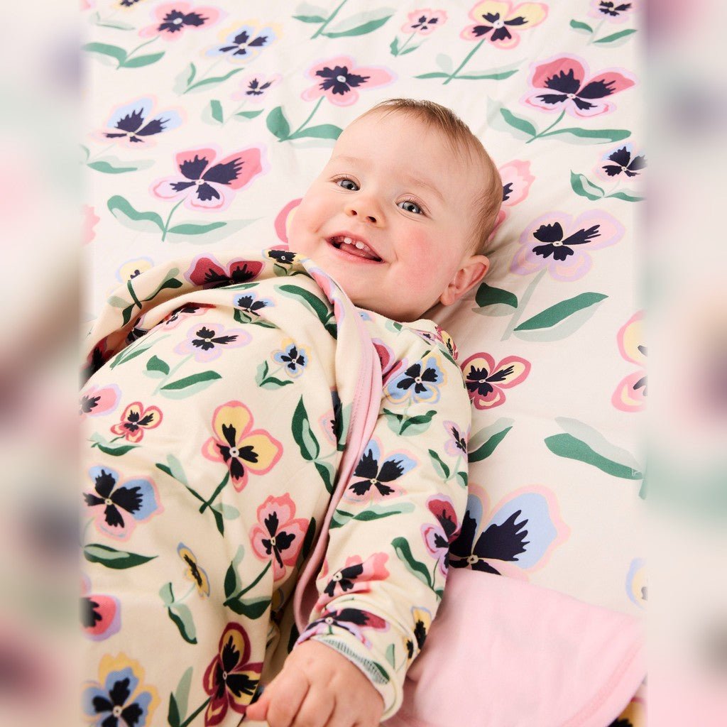 Kip & Co | Pretty Pansy Organic Cotton Snuggle Blanket - Cove. Beach Essentials