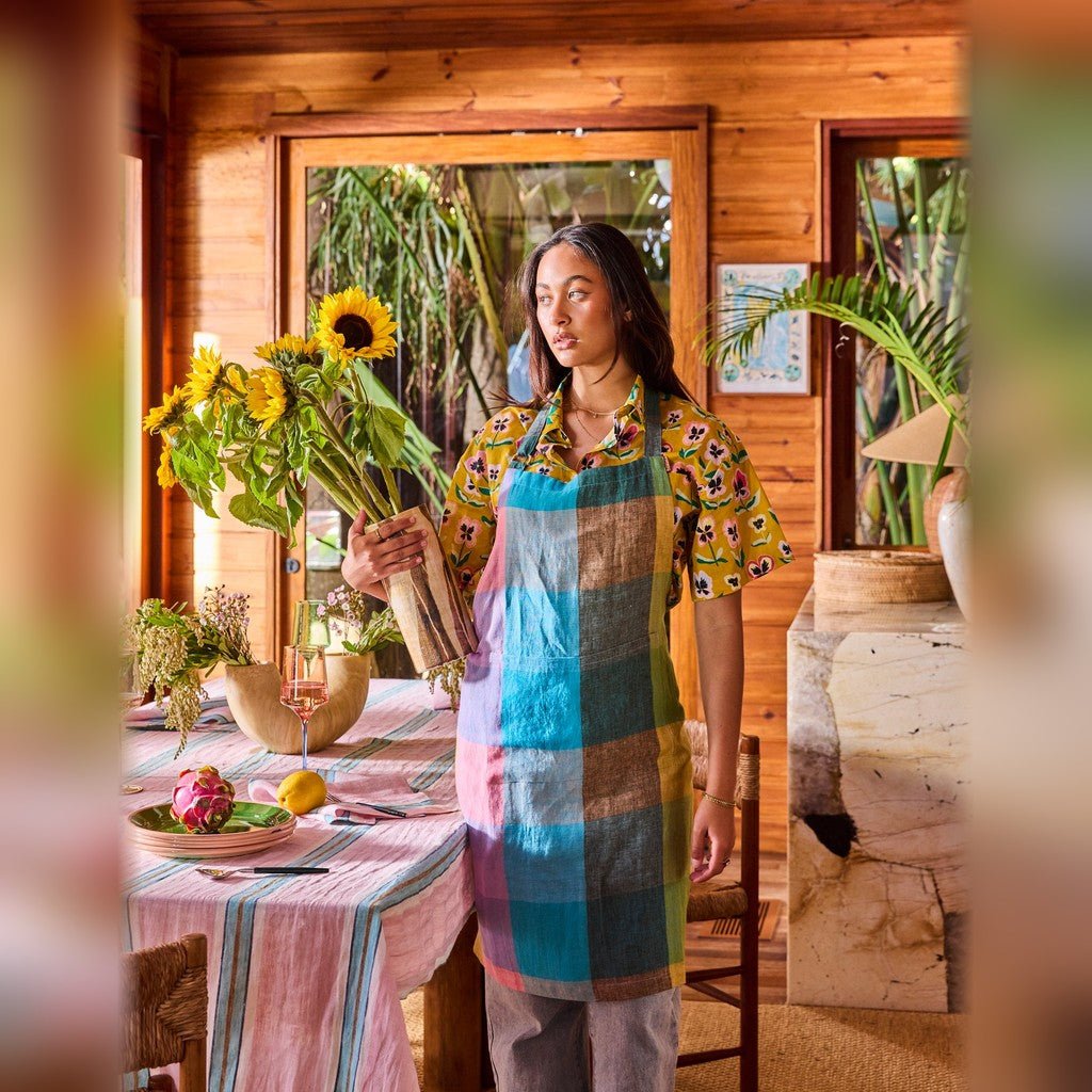 Kip & Co | Sorbet Tartan Apron - Cove. Beach Essentials