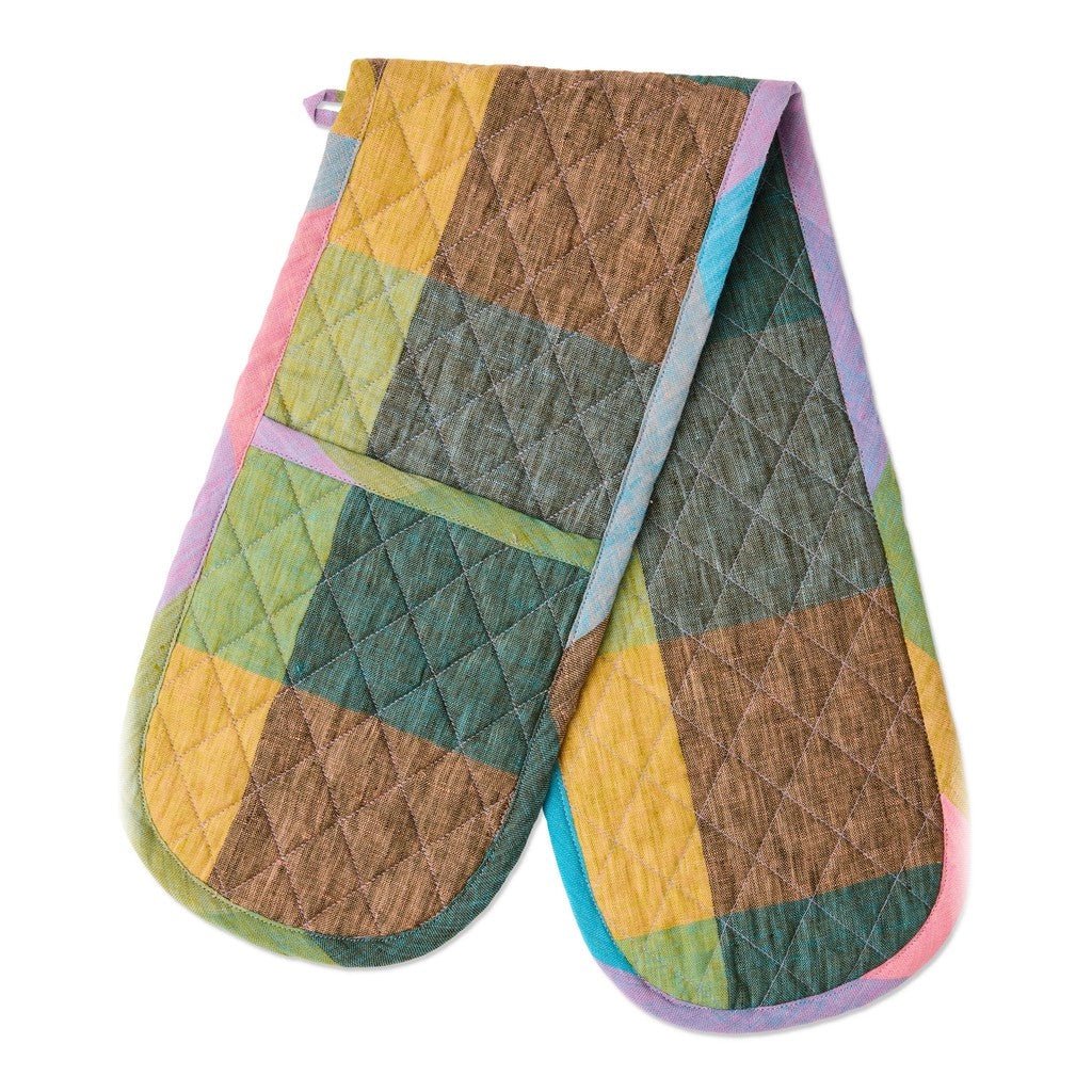 Kip &amp; Co | Sorbet Tartan Double Oven Mitt - Cove. Beach Essentials