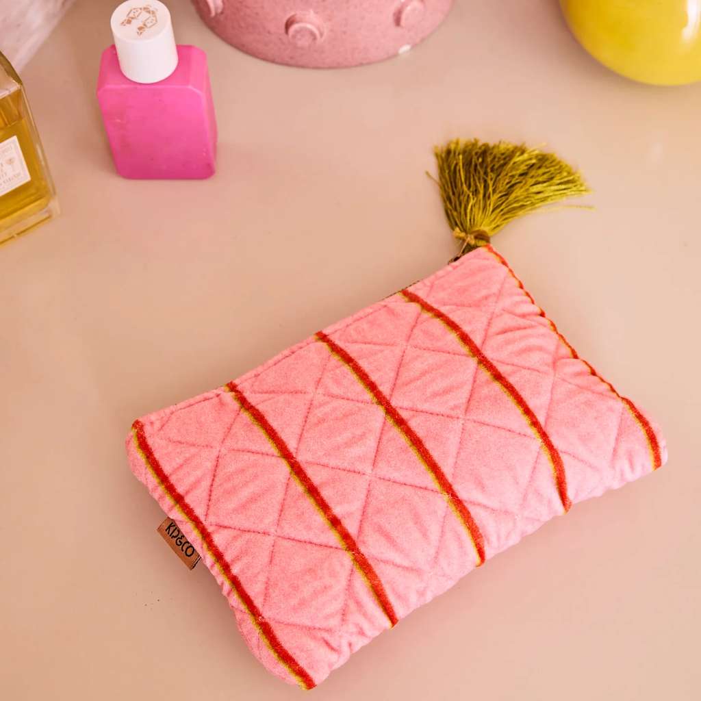 Kip & Co | Wategos Soiree Stripe Velvet Cosmetics Purse - Cove. Beach Essentials