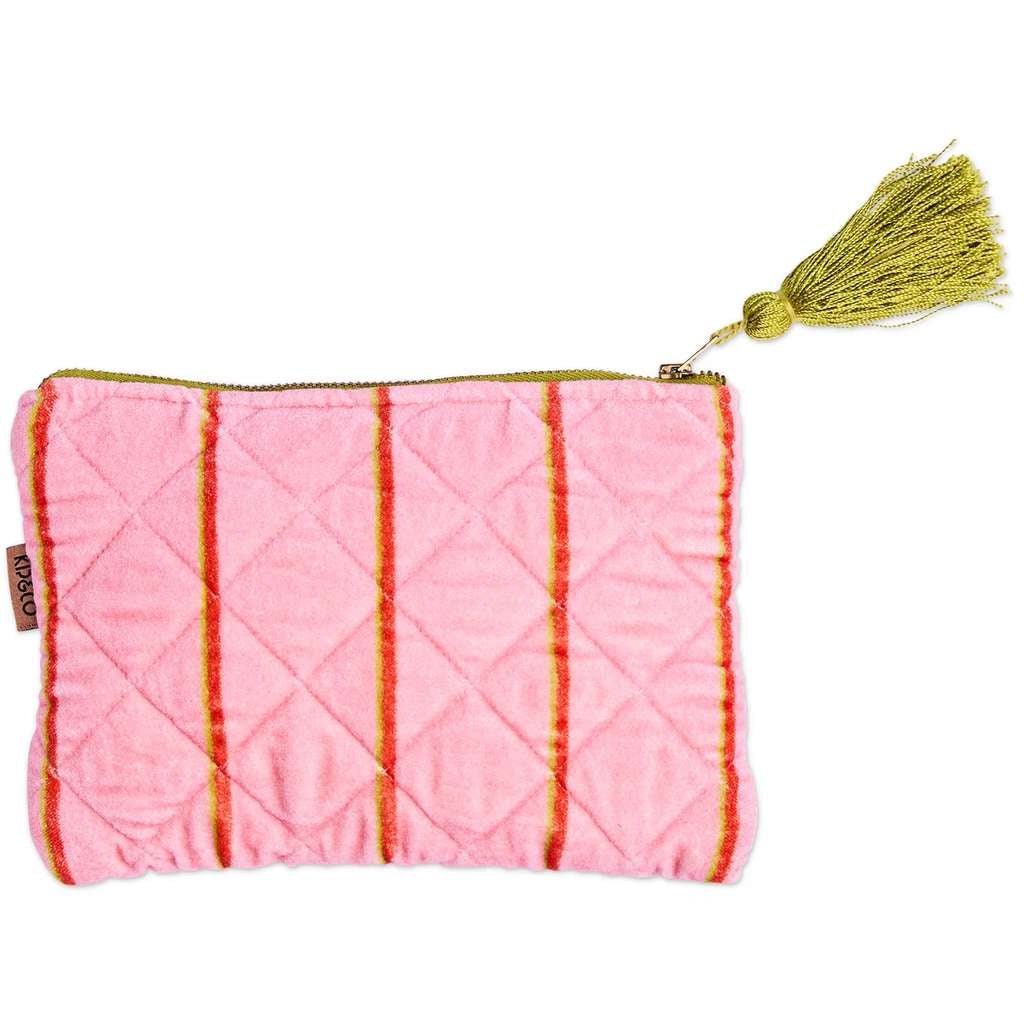 Kip & Co | Wategos Soiree Stripe Velvet Cosmetics Purse - Cove. Beach Essentials