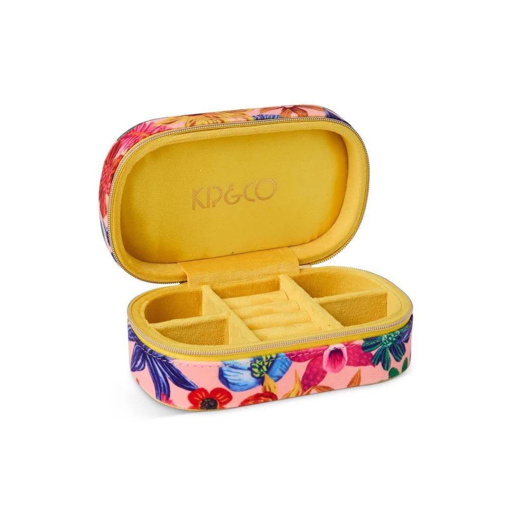 Kip & Co | Wild Flowers In Bloom Travel Velvet Jewellery Box - Cove. Beach Essentials