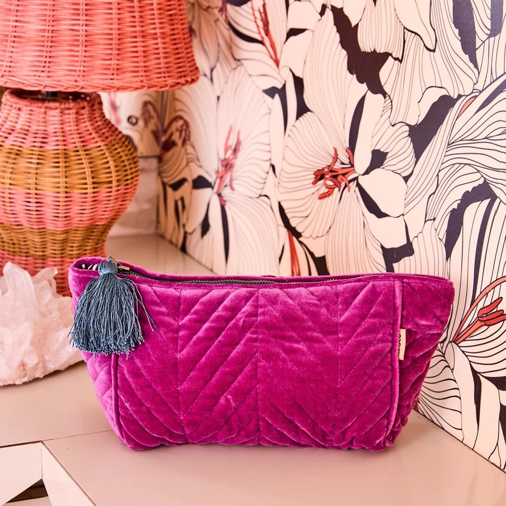 Kip & Co | Wild Grape Velvet Toiletry Bag - Cove. Beach Essentials