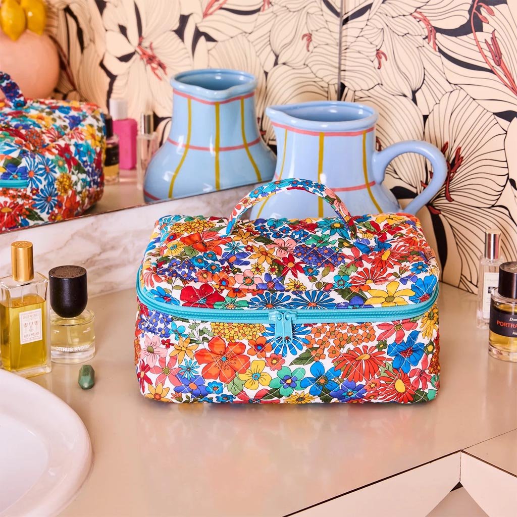 Kip & Co | Winter Fields Quilted Toiletry Case - Cove. Beach Essentials