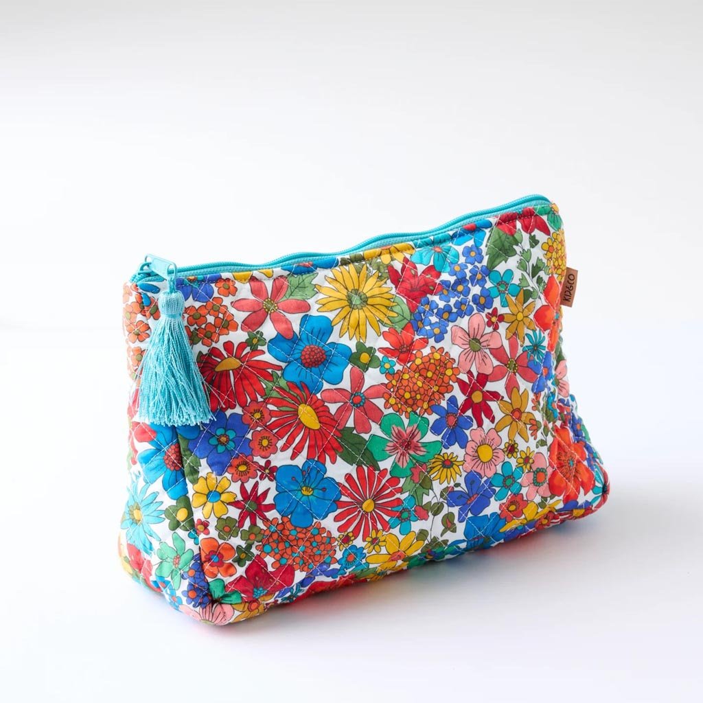 Kip & Co | Winter Fields Quilted Toiletry Purse - Cove. Beach Essentials