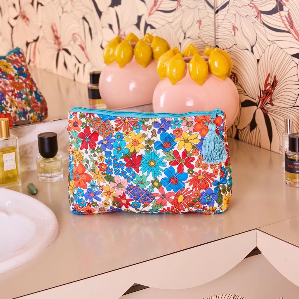 Kip & Co | Winter Fields Quilted Toiletry Purse - Cove. Beach Essentials