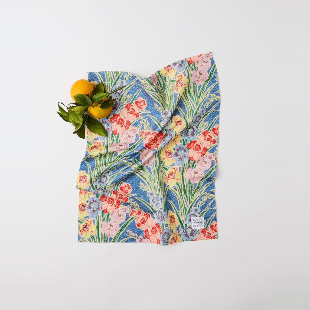 Kip & Co x Anna Spiro Gladiolus Tea Towel laid flat