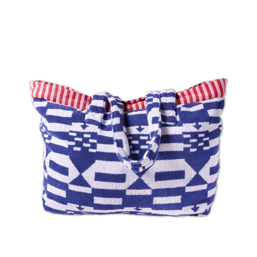 Kip &amp; Co x Anna Spiro Tik Tak Terry Oversized Beach Bag on white