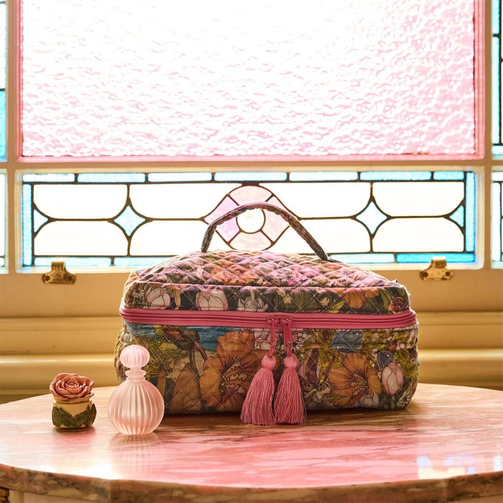 Kip & Co x Fairyland Fairy Garden Quilted Cotton Toiletry Case One - Cove. Beach Essentials