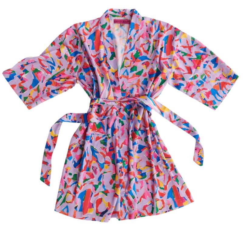 Kip & Co x Jenny Kee Opal Oz Pax Lilac Satin Robe - Cove. Beach Essentials