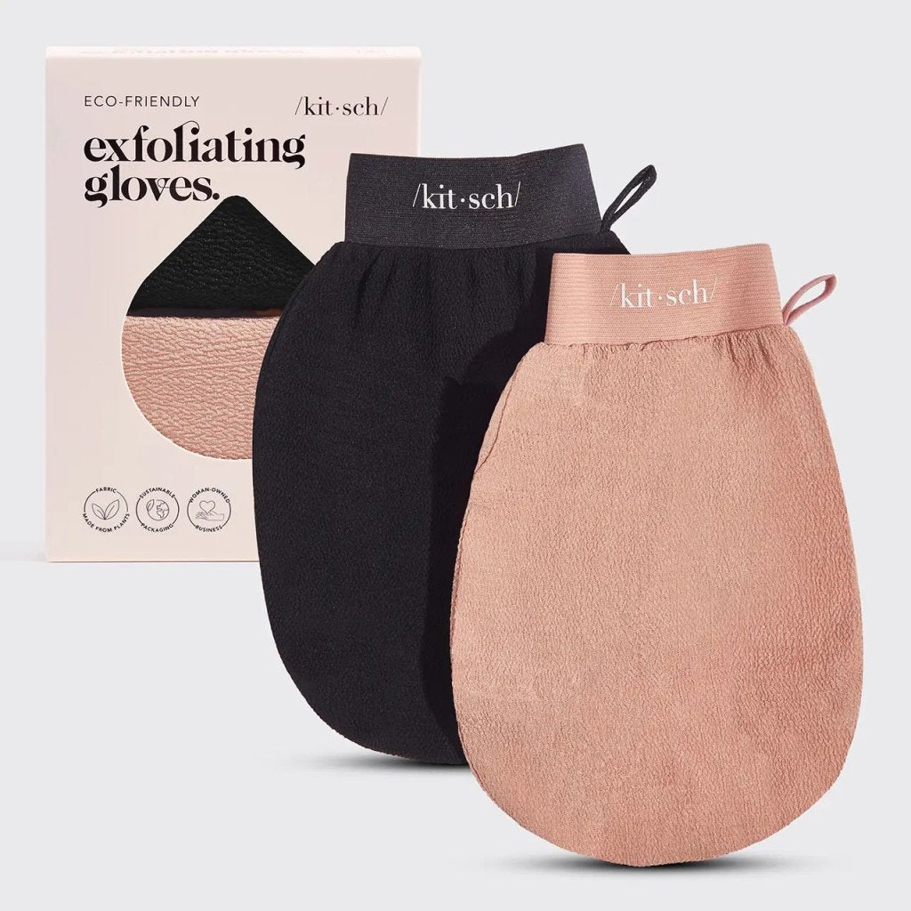 KITSCH | Exfoliating Gloves 2pc Set - Black &amp; Terracotta - Cove. Beach Essentials