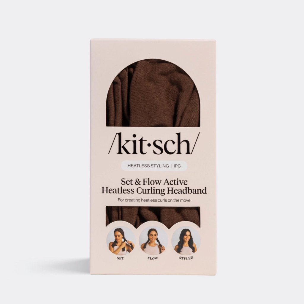 KITSCH | Set & Flow Heatless Curling Headband - Chocolate Brown - Cove. Beach Essentials
