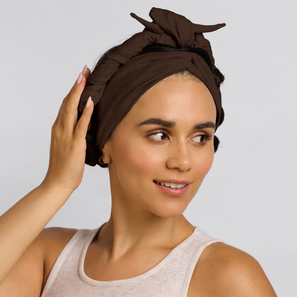 KITSCH | Set & Flow Heatless Curling Headband - Chocolate Brown - Cove. Beach Essentials