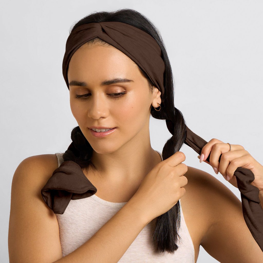 KITSCH | Set & Flow Heatless Curling Headband - Chocolate Brown - Cove. Beach Essentials