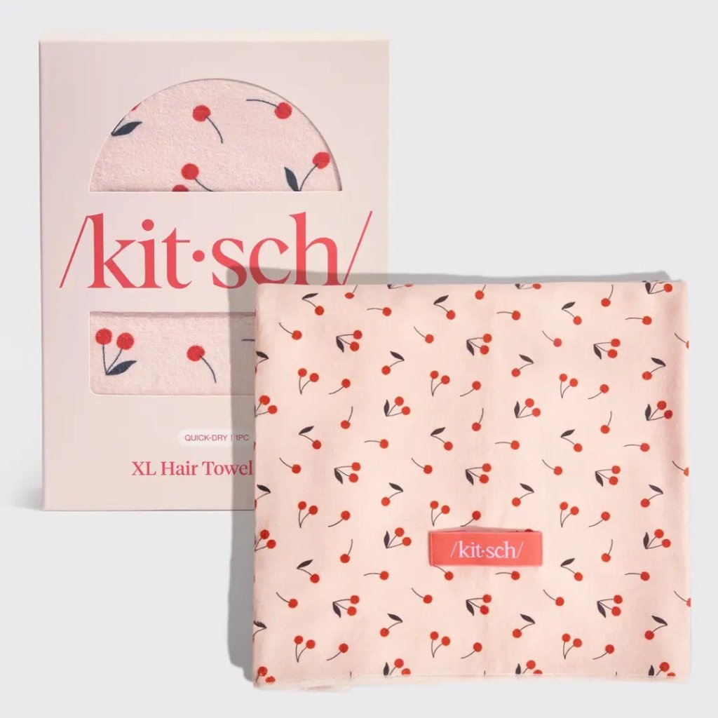 KITSCH | XL Hair Towel Wrap - Cherry Print - Cove. Beach Essentials