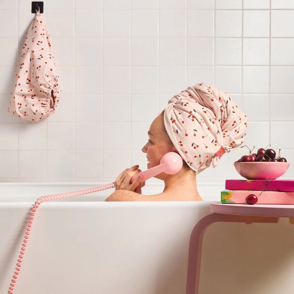 KITSCH | XL Hair Towel Wrap - Cherry Print - Cove. Beach Essentials