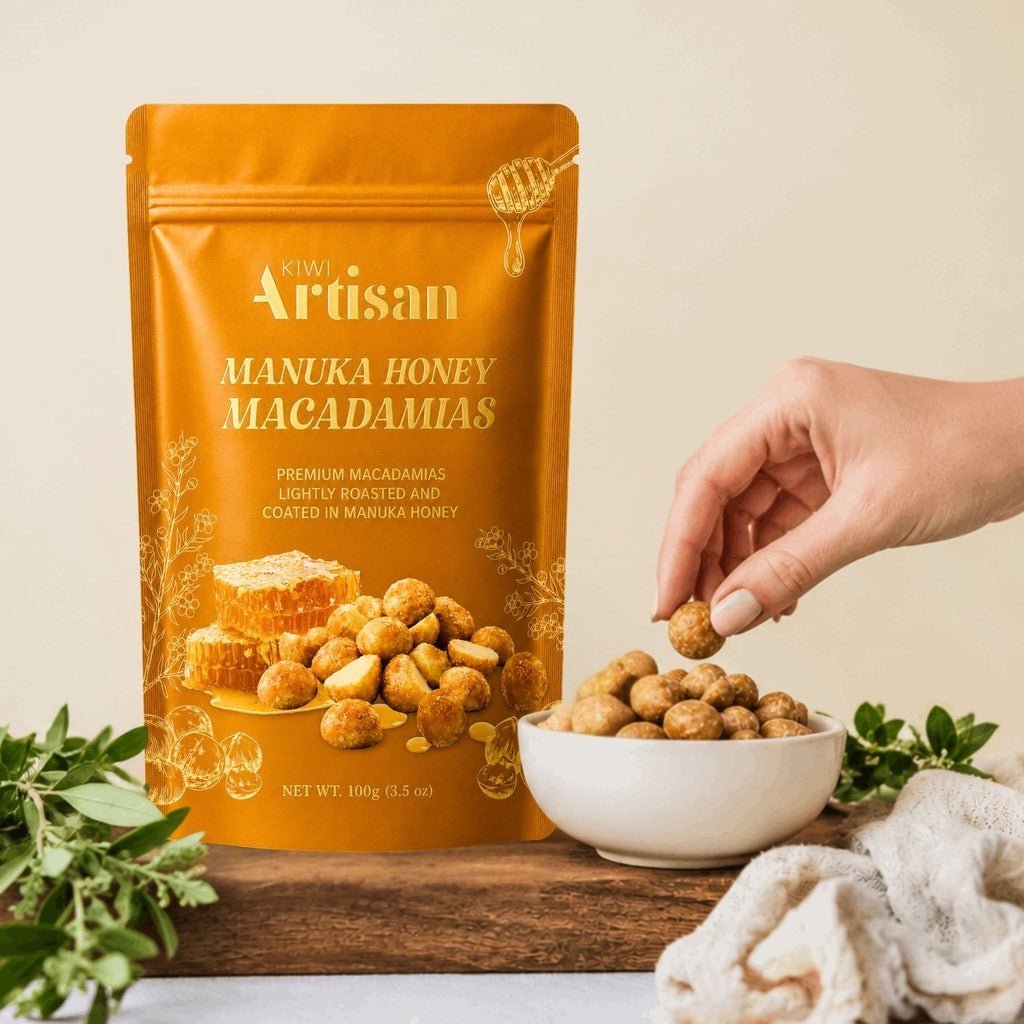 Kiwi Artisan Ltd | Manuka Honey Macadamias - Cove. Beach Essentials