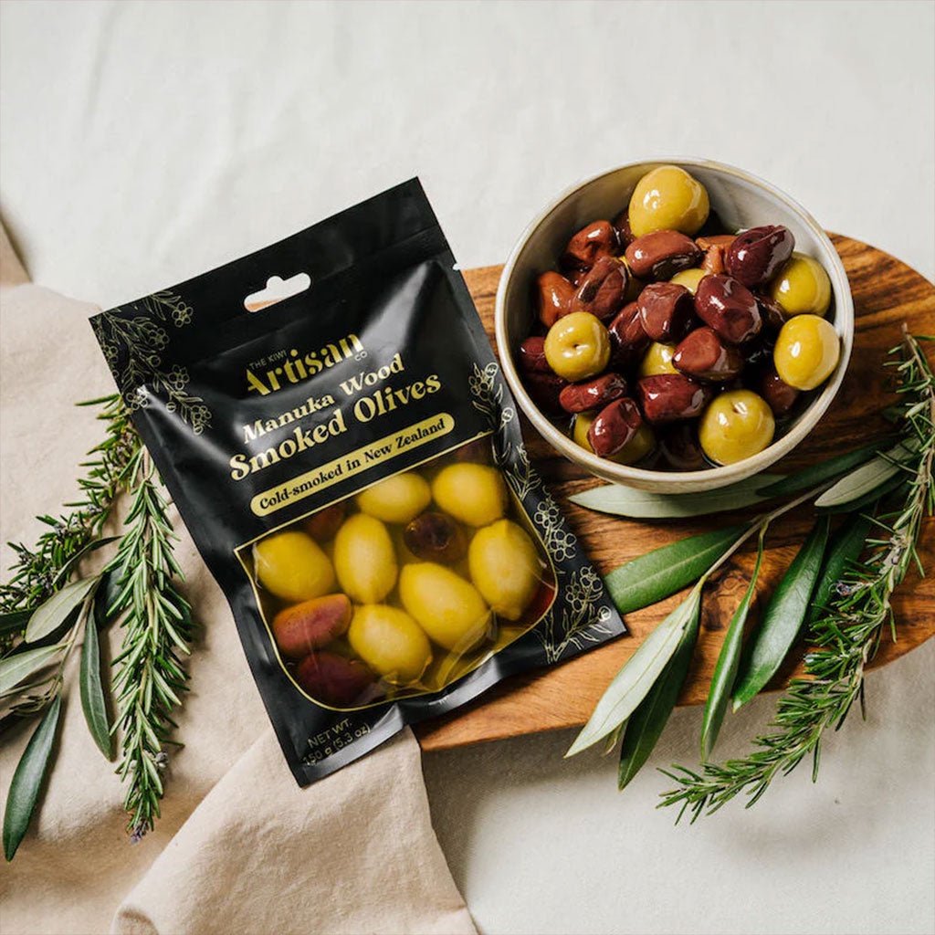 Kiwi Artisan Ltd Manuka Smoked Olives - Cove. Beach Essentials
