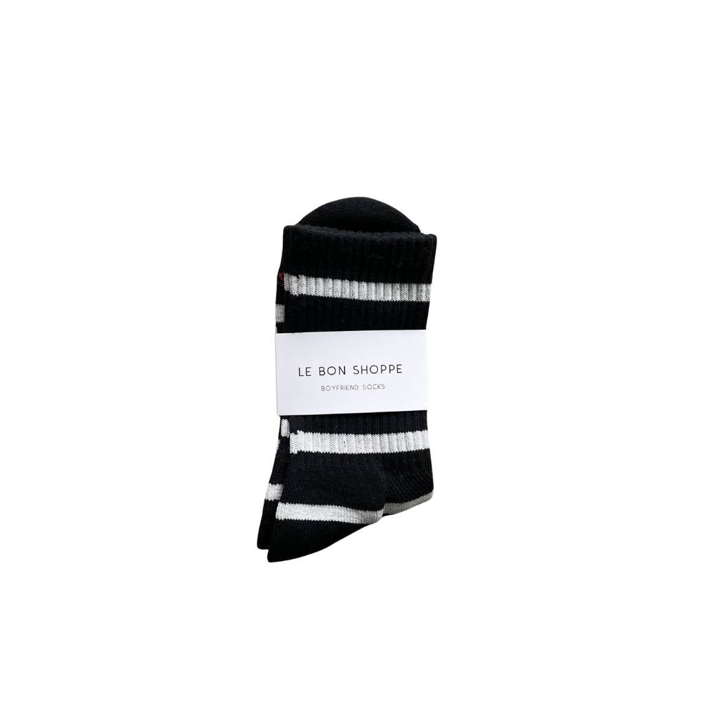 Le Bon Shoppe | Extended Boyfriend Socks - Black Stripe - Cove. Beach Essentials