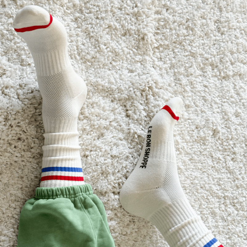 Le Bon Shoppe | Extended Boyfriend Socks Men's Size-Milk - Cove. Beach Essentials
