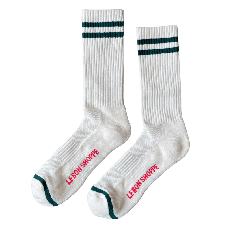 Le Bon Shoppe Extended Boyfriend Socks Parchment 2 PR - Cove. Beach Essentials