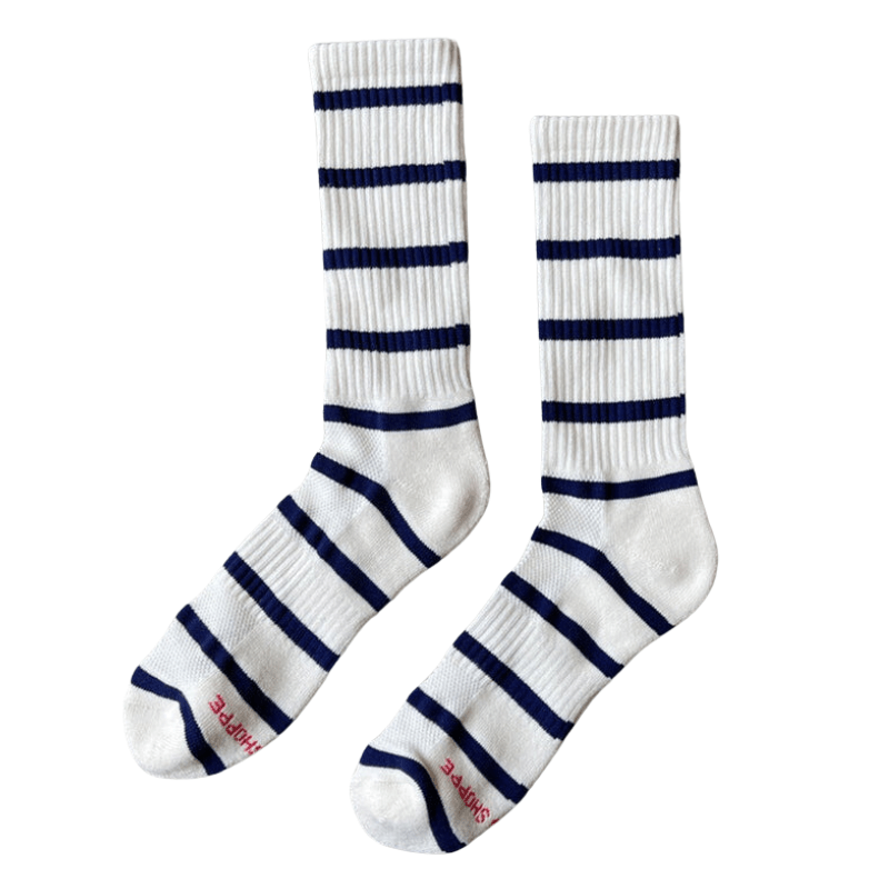 Le Bon Shoppe Extended Striped Boyfriend Socks Sailor Stripe 1 PR - Cove. Beach Essentials