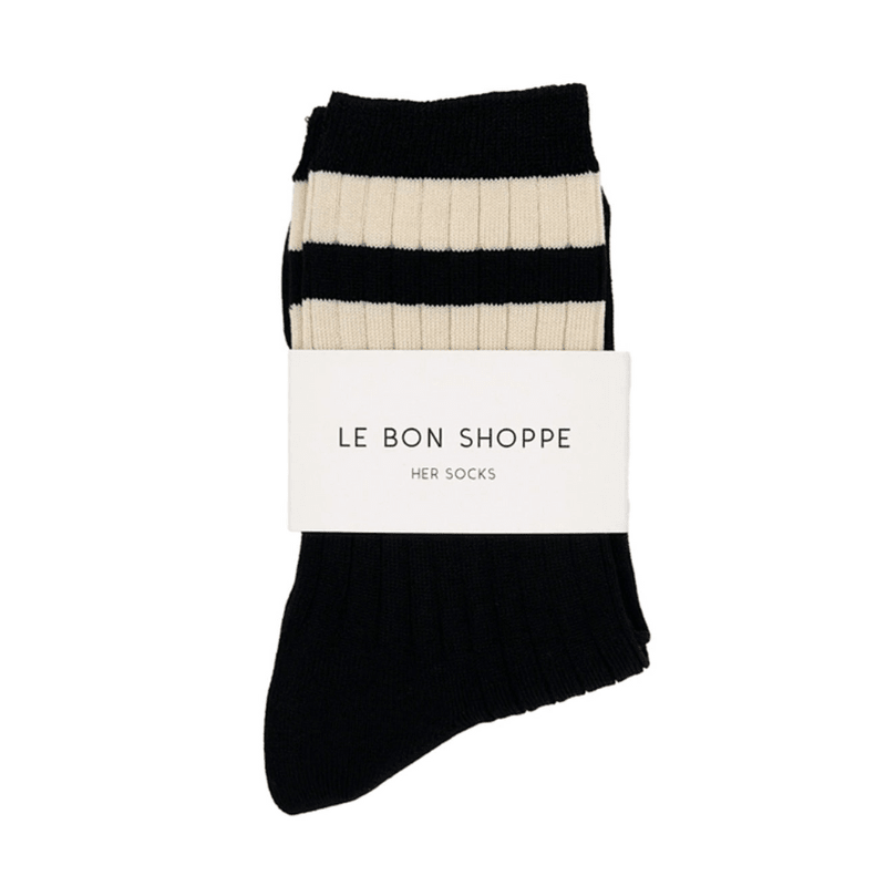 Le Bon Shoppe Her Varsity Socks Black 2 PR - Cove. Beach Essentials