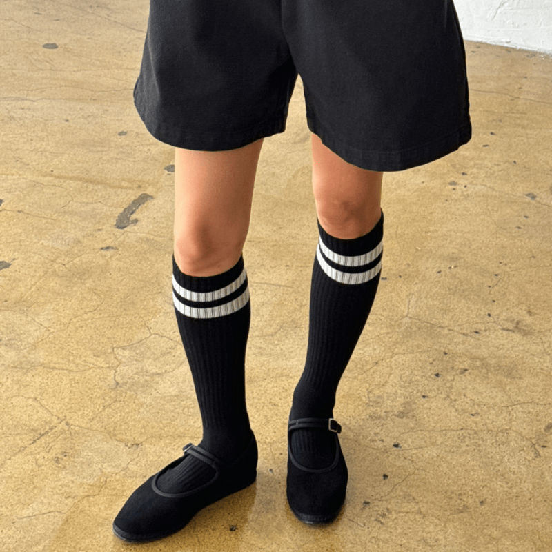 Le Bon Shoppe | Knee High Boyfriend Socks-Black - Cove. Beach Essentials