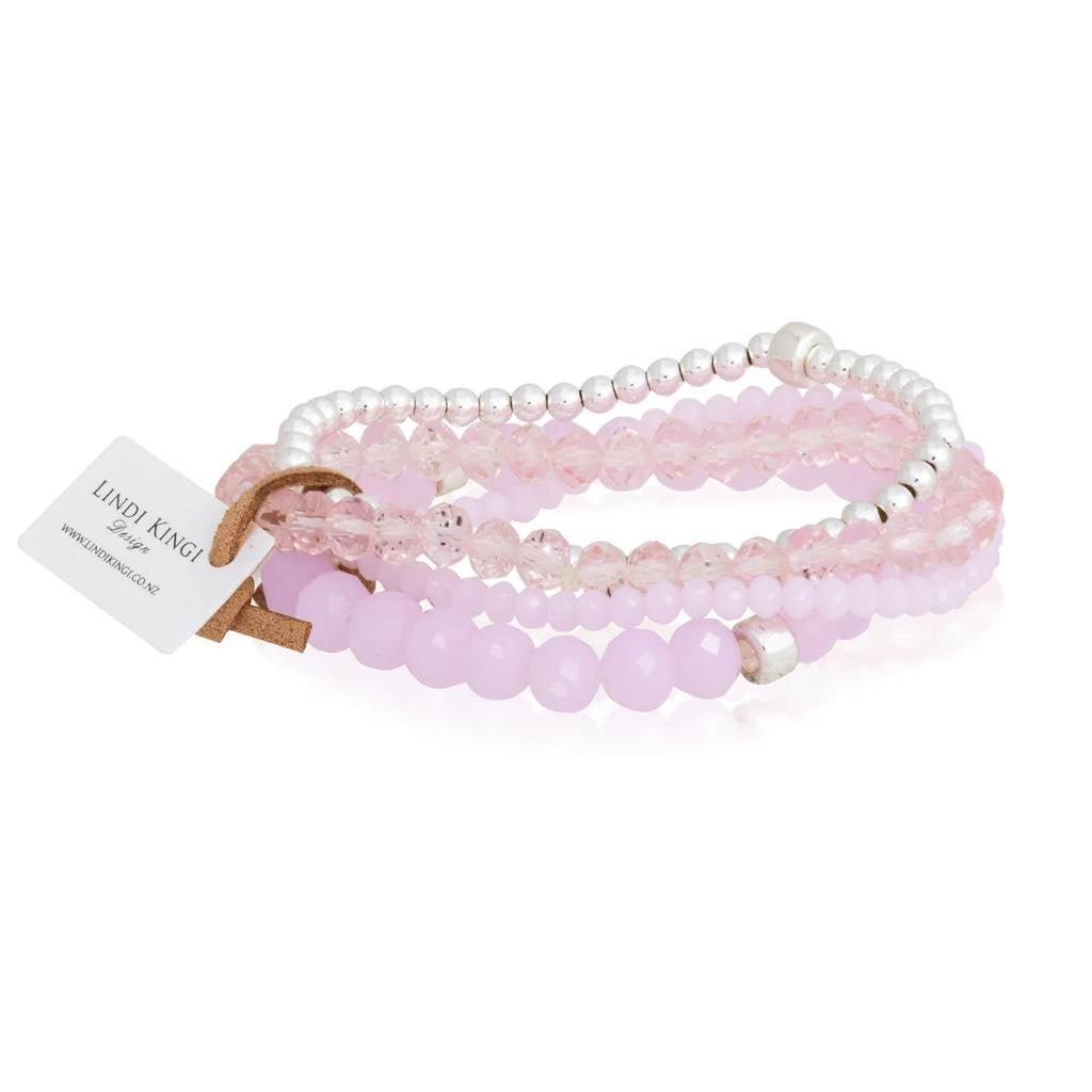 Lindi Kingi | Beaded Bracelet Set Blush Cut Glass Sliver - Cove. Beach Essentials