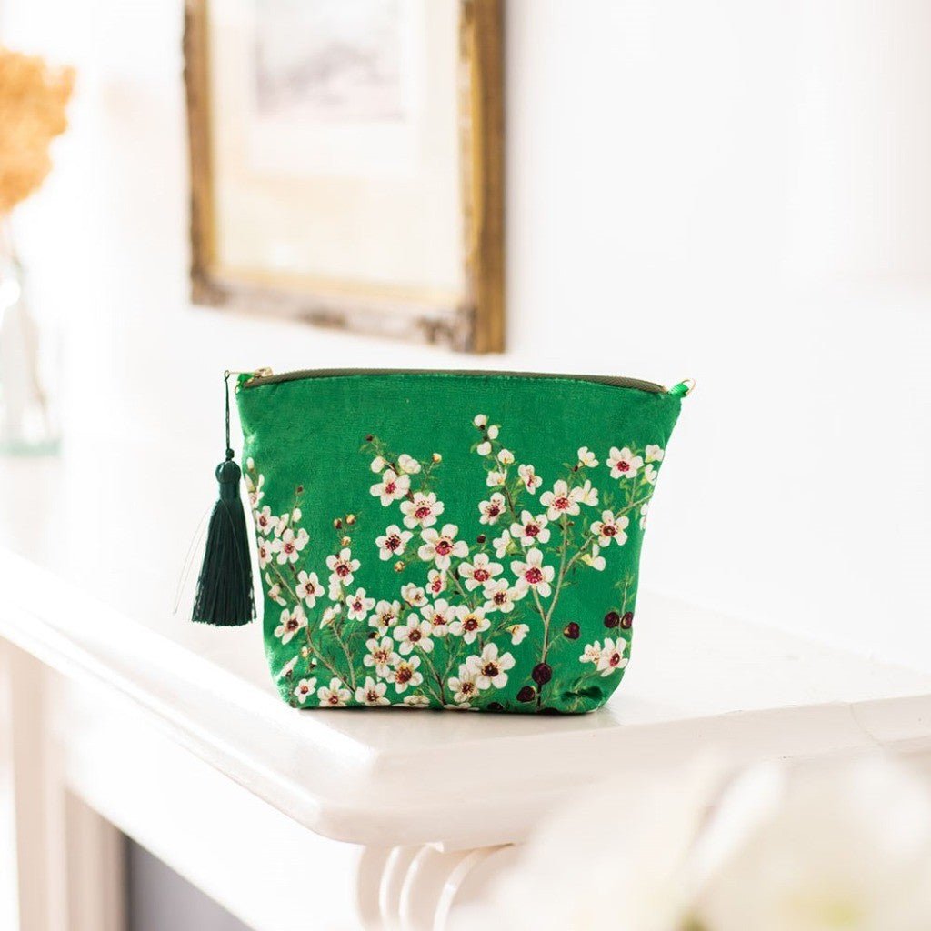 Manuka Flower Velvet Cosmetic Bag - Cove. Beach Essentials